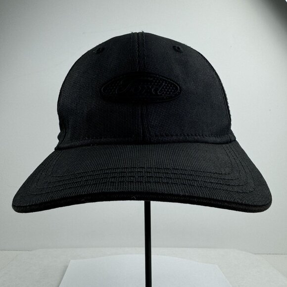 Ford Black Baseball Cap With Black Rubber Patch Logo Adjustable Strap OSFM - Picture 2 of 9
